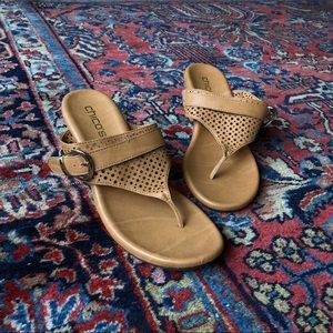 Slide sandal faux leather heels with buckle